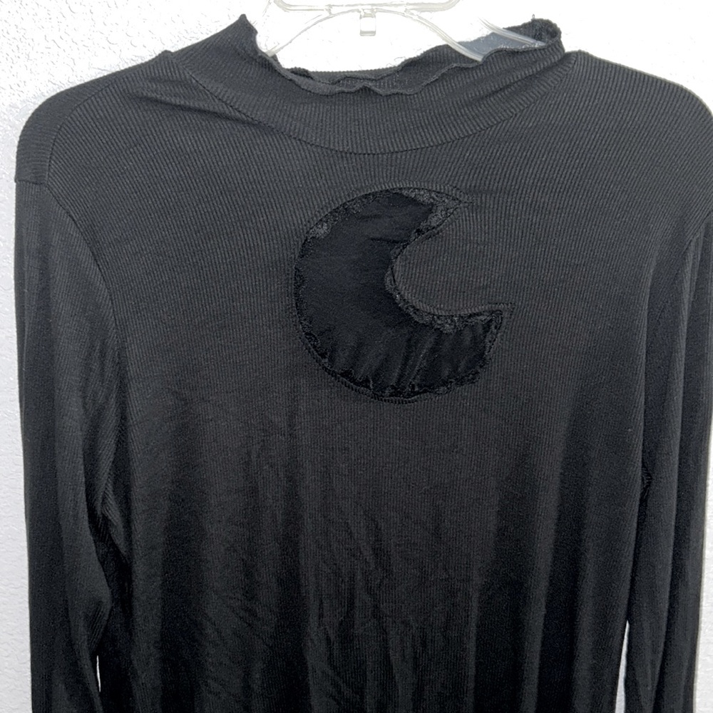 Moon cutout mock neck long sleeve top